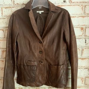 Distressed leather blazer